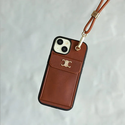 CLASSIC CELINE IPHONE CASE SINGLE CROSSBODY BROWN