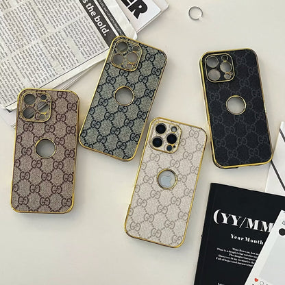 High Quality Electroplated Frame Ophidia GG Leather Apple iPhone Case