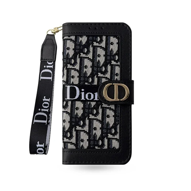 Dior iPhone Case With Card Holder And Wrist Strap