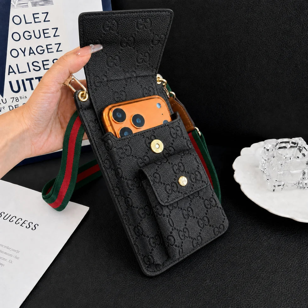 Luxury Gucci Monogram Multi-Pocket Crossbody Phone Bag