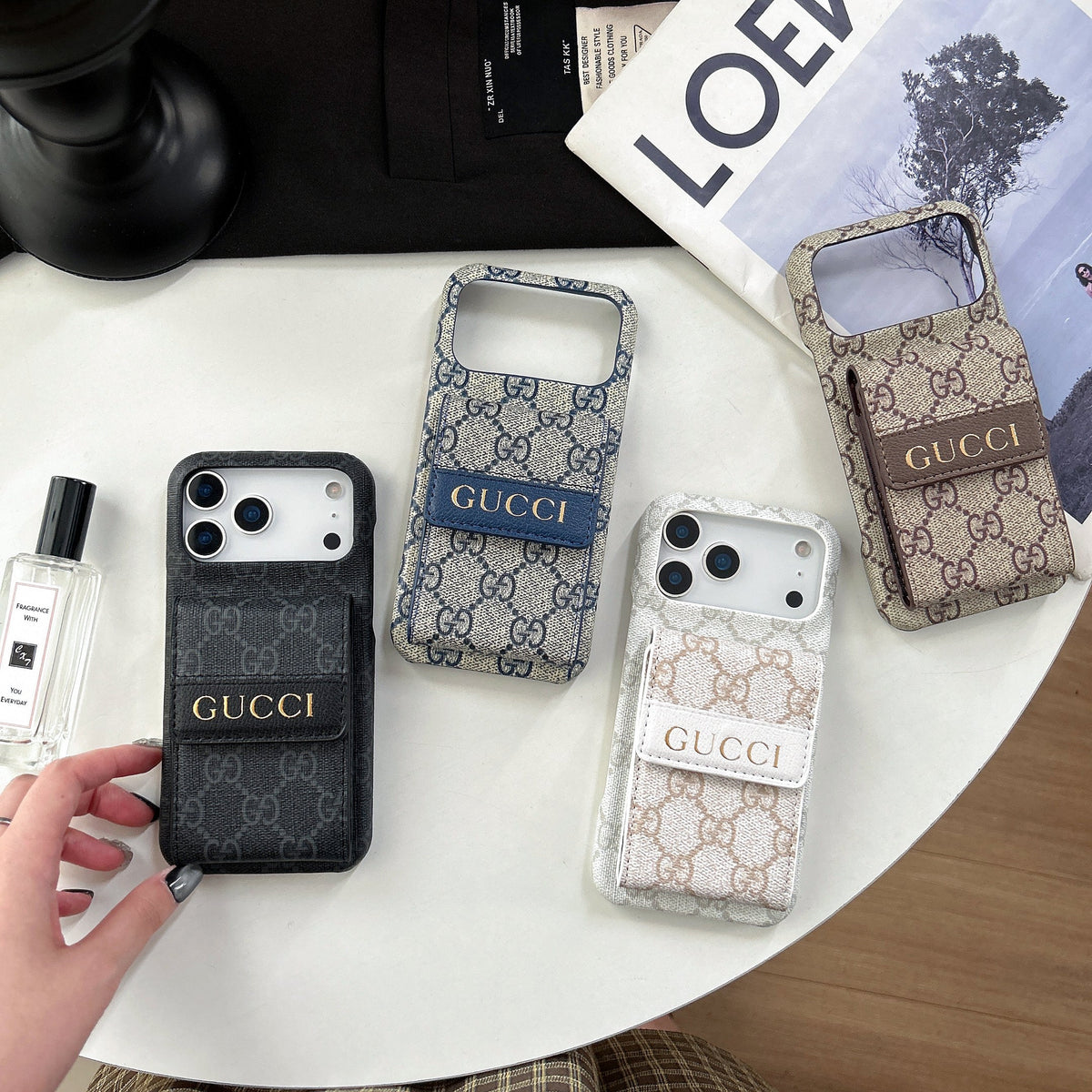 GG Stylish Leather Card Holder Case for iPhone 12-18