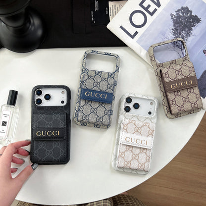 GG Stylish Leather Card Holder Case for iPhone 12-18