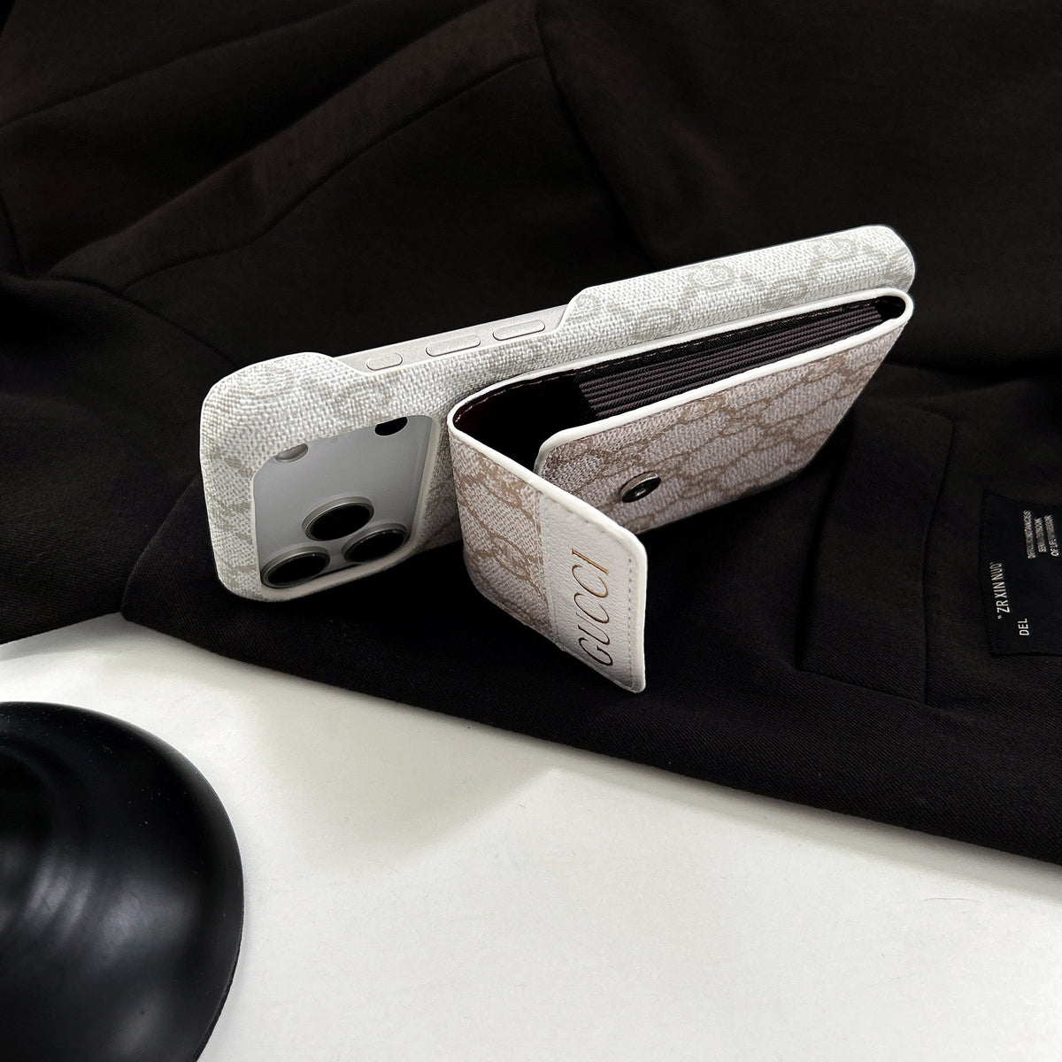 GG Stylish Leather Card Holder Case for iPhone 12-18