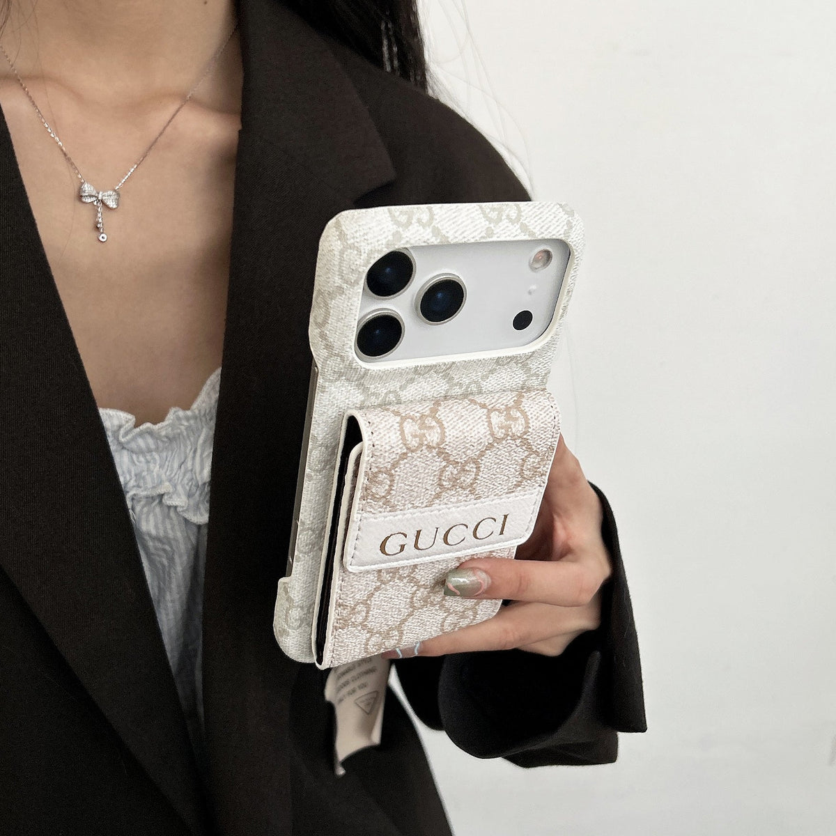 GG Stylish Leather Card Holder Case for iPhone 12-18