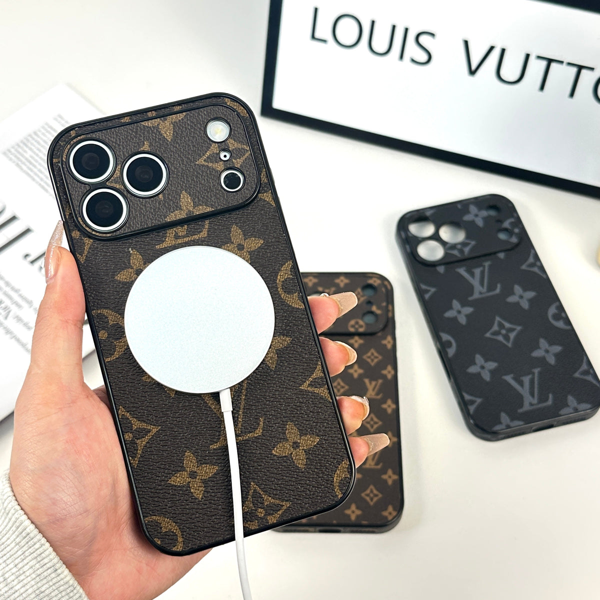 Premium Monogram Magnetic Phone Case with Magsafe for iPhone 12-18 Pro & Pro Max
