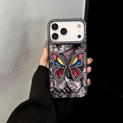 3D Rhinestone Butterfly Case – Sparkling Floral Bling Cover for iPhone