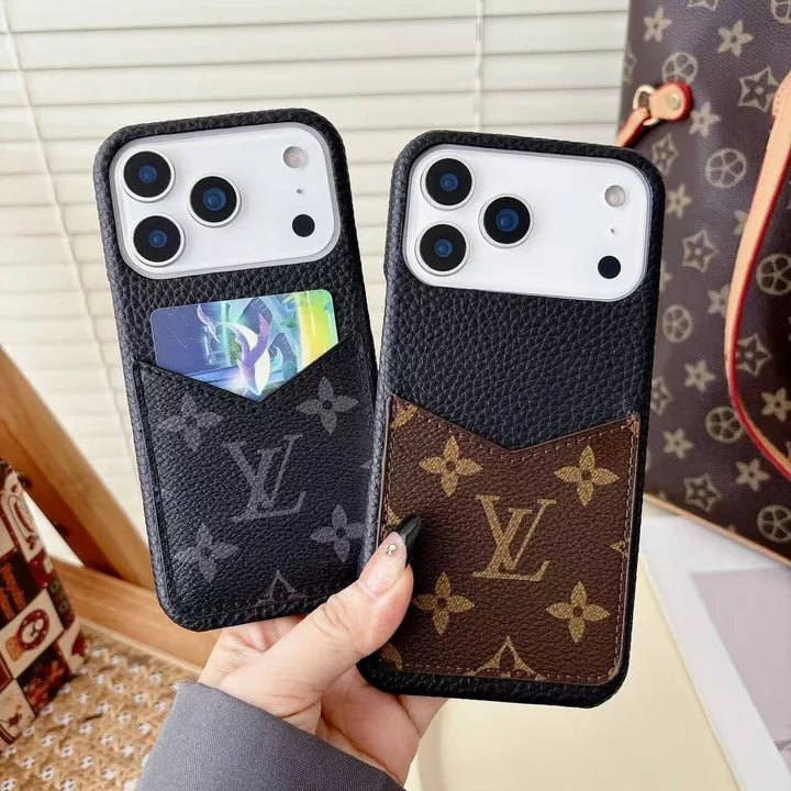 Louis Vuitton Monogram Leather Phone Case with Card Slot Case for iPhone 13-18 Series