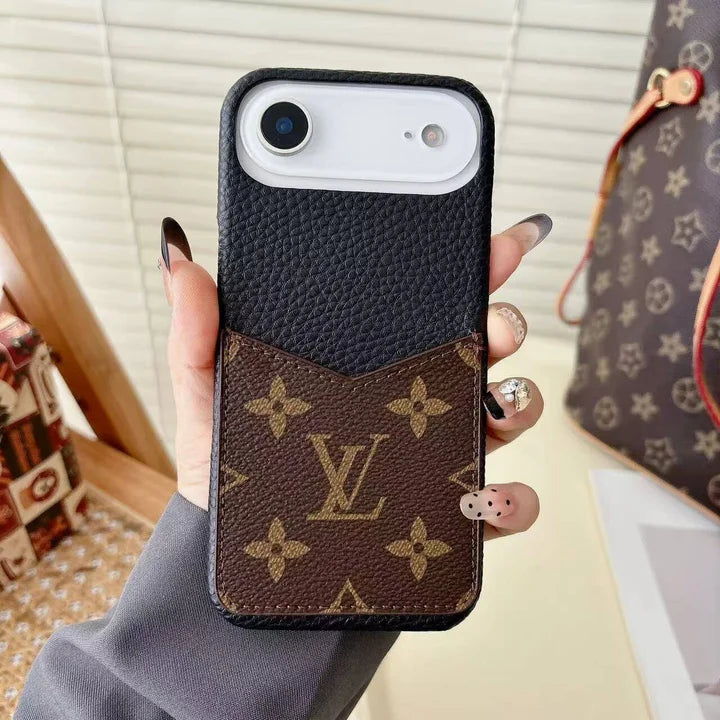 Louis Vuitton Monogram Leather Phone Case with Card Slot Case for iPhone 13-18 Series