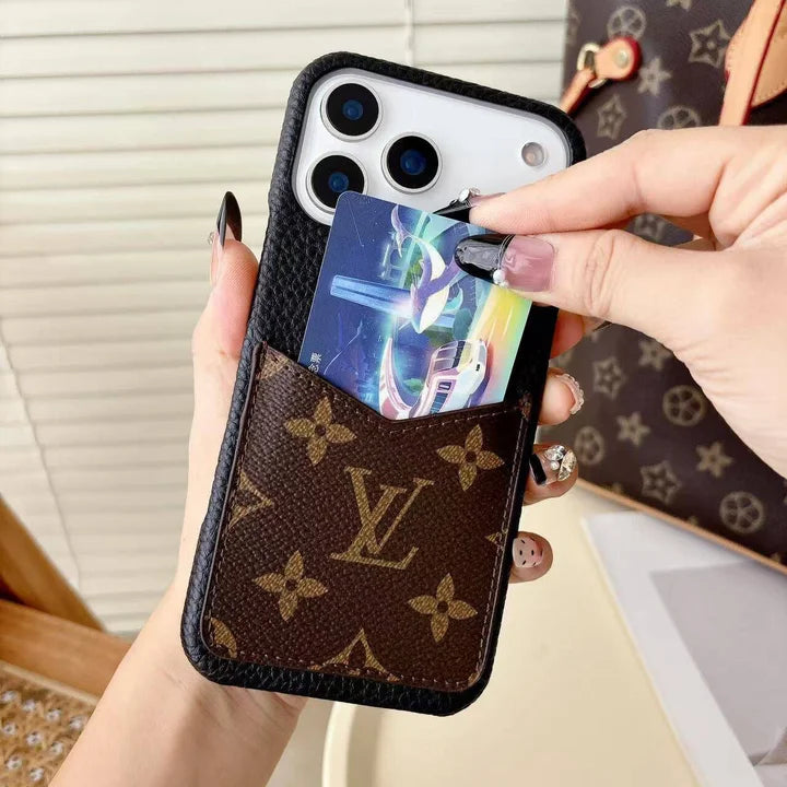 Louis Vuitton Monogram Leather Phone Case with Card Slot Case for iPhone 13-18 Series