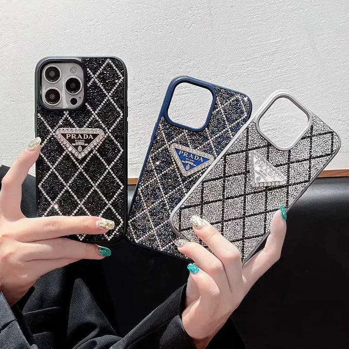 Prada Phone Case with Sparkling Rhinestones For iPhone 14-18 Pro & Pro Max