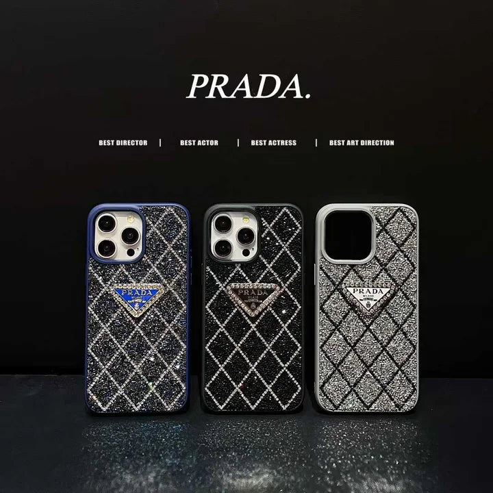 Prada Phone Case with Sparkling Rhinestones For iPhone 14-18 Pro & Pro Max
