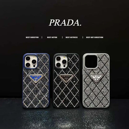 Prada Phone Case with Sparkling Rhinestones For iPhone 14-18 Pro & Pro Max
