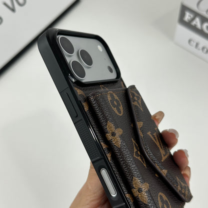Classic Leather Monogram iPhone Case With Wallet Big Printing