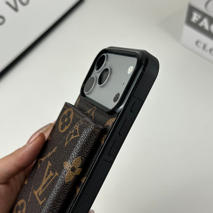 Classic Leather Monogram iPhone Case With Wallet Big Printing