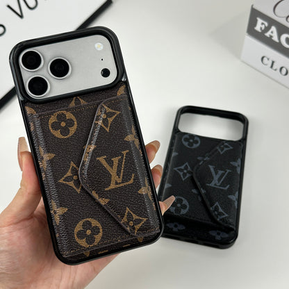 Classic Leather Monogram iPhone Case With Wallet Big Printing