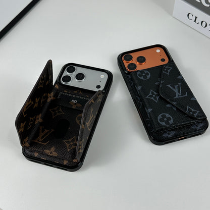 Classic Leather Monogram iPhone Case With Wallet Big Printing