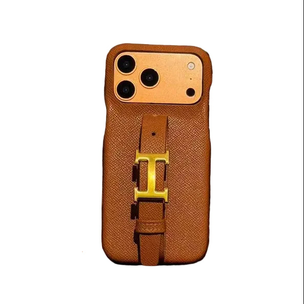 Luxury Leather Hermes Phone Case with Strap