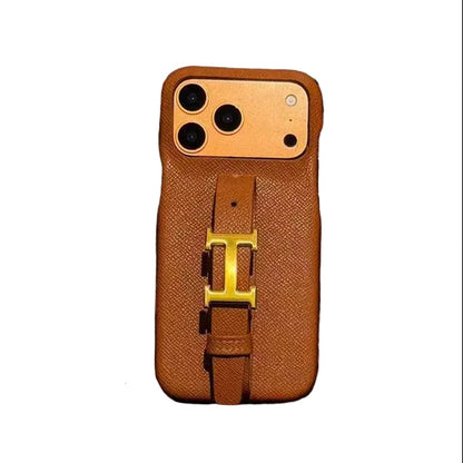 Luxury Leather Hermes Phone Case with Strap