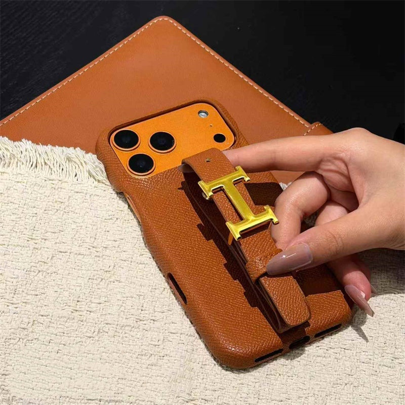 Luxury Leather Hermes Phone Case with Strap