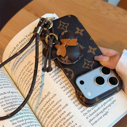 Luxury Monogram Case with Bow Charm & Wrist Lanyard