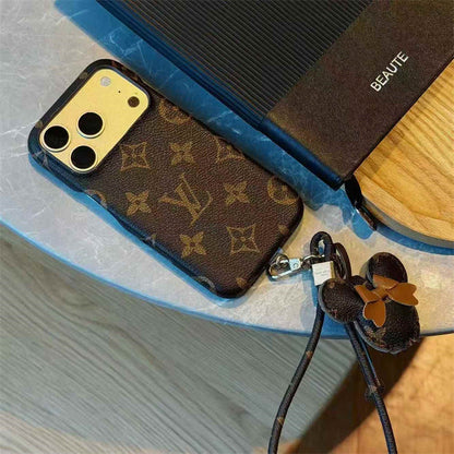 Luxury Monogram Case with Bow Charm & Wrist Lanyard