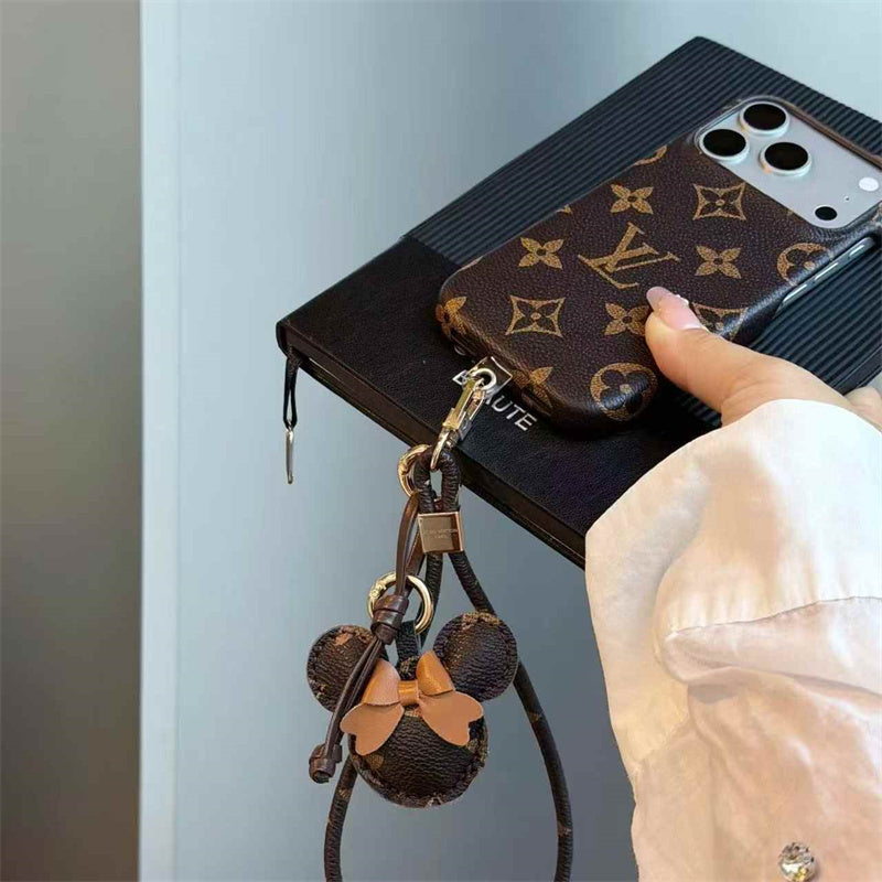Luxury Monogram Case with Bow Charm & Wrist Lanyard