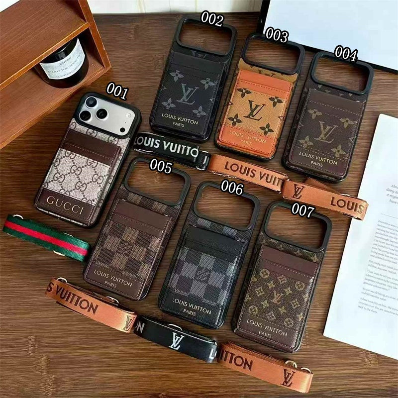 Luxury Louis Vuitton Phone case with card slot for iPhone 12-18