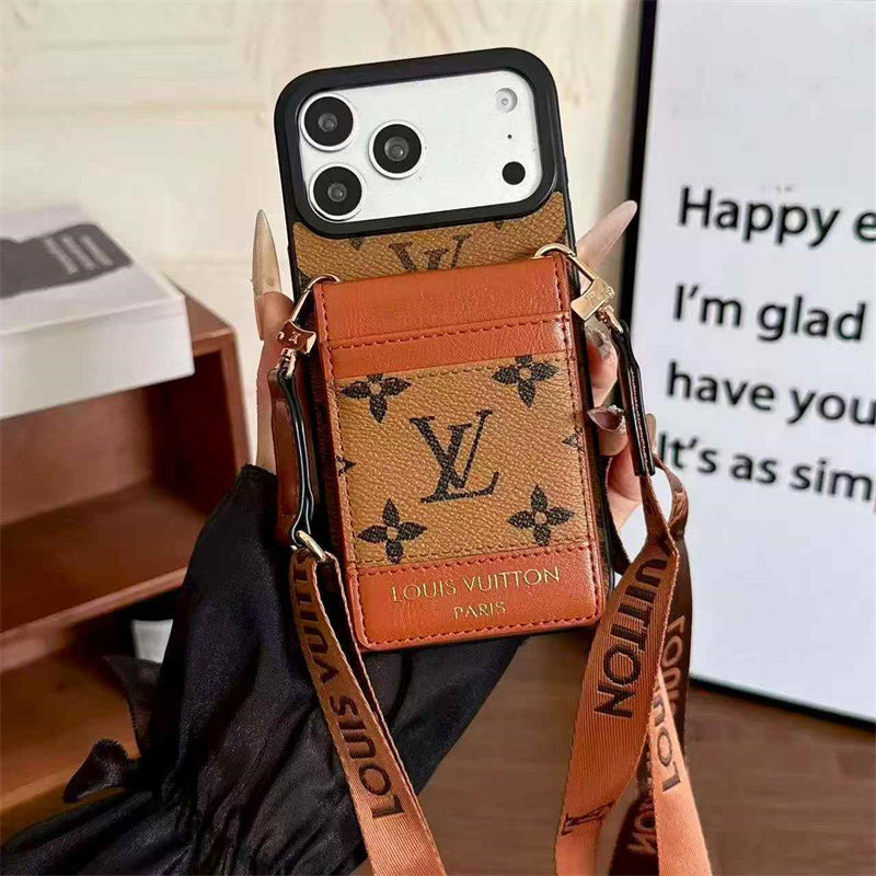Luxury Louis Vuitton Phone case with card slot for iPhone 12-18
