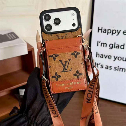 Luxury Louis Vuitton Phone case with card slot for iPhone 12-18