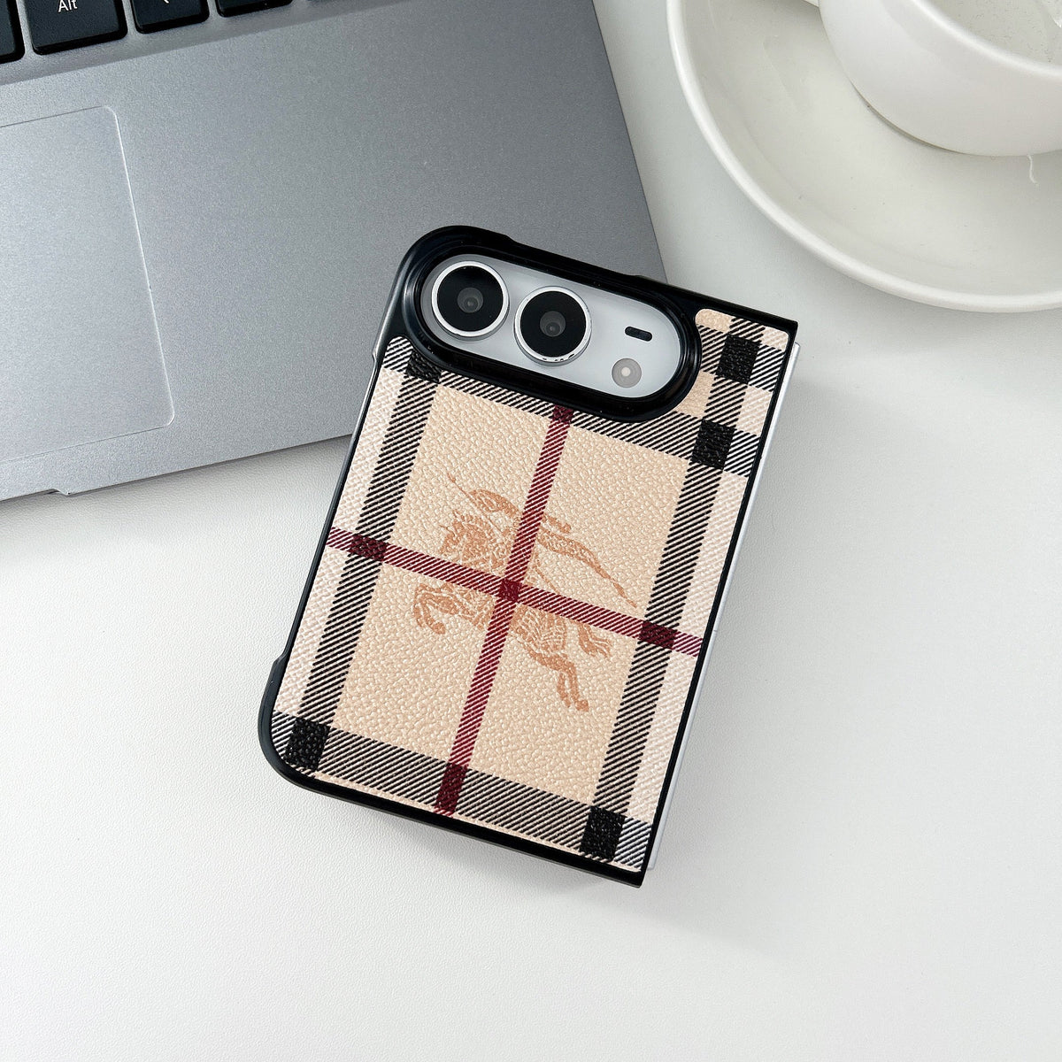 Luxury BRBR Classic Leather Monogram Case for iPhone Duo