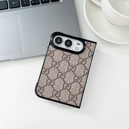 Luxury GG Classic Leather Monogram Case for iPhone Duo