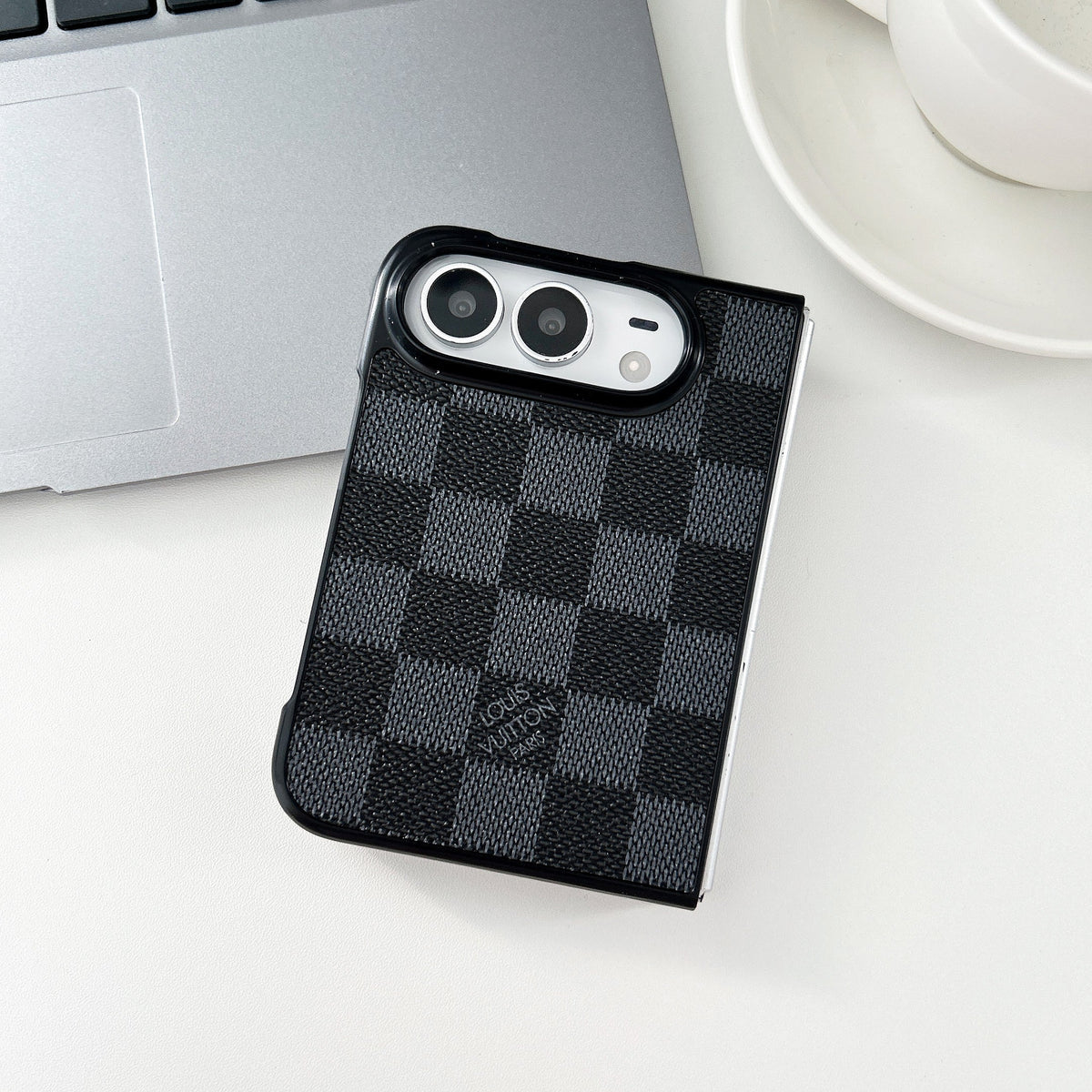 Luxury Lv Classic Leather Monogram Case for iPhone Duo