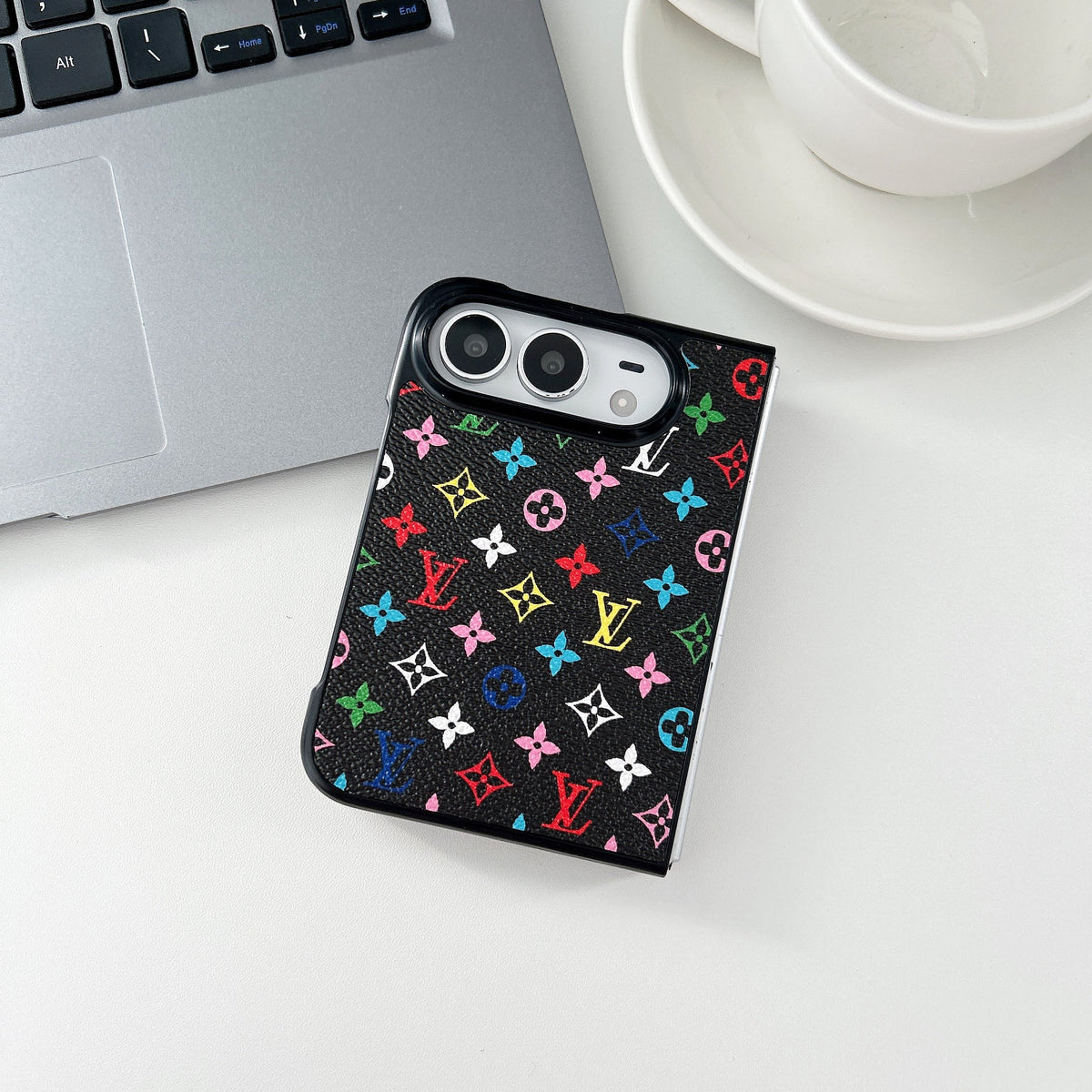Luxury Lv Classic Leather Monogram Case for iPhone Duo
