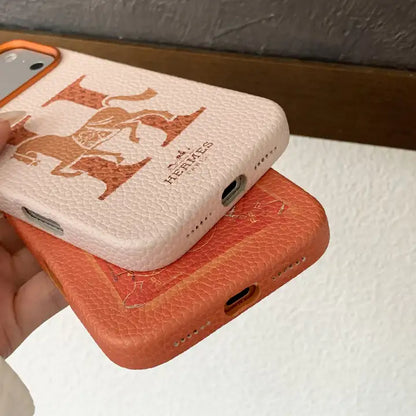 HRM Stamped Leather Case with Horse Carriage Art