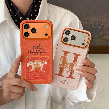HRM Stamped Leather Case with Horse Carriage Art