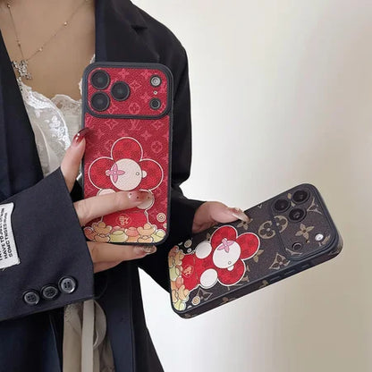 Luxury Monogram Floral Mascot Phone Case for iPhone 13-18 Pro & Pro Max