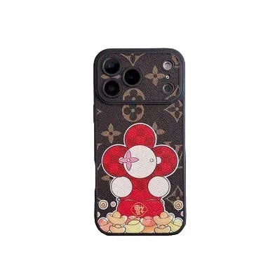 Luxury Monogram Floral Mascot Phone Case for iPhone 13-18 Pro & Pro Max