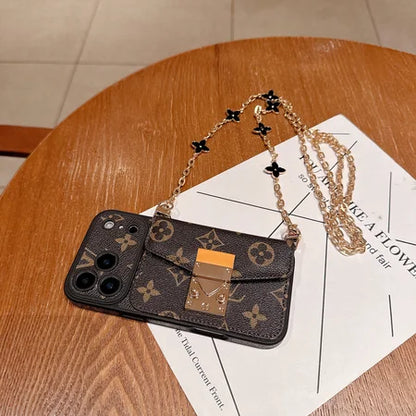 Luxury Monogram Crossbody Phone Bag for iPhone 13-18 Pro & Pro Max
