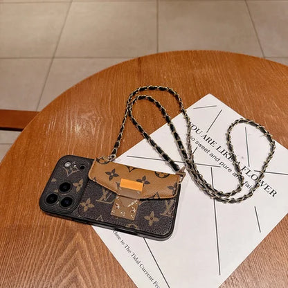 Luxury Monogram Crossbody Phone Bag for iPhone 13-18 Pro & Pro Max