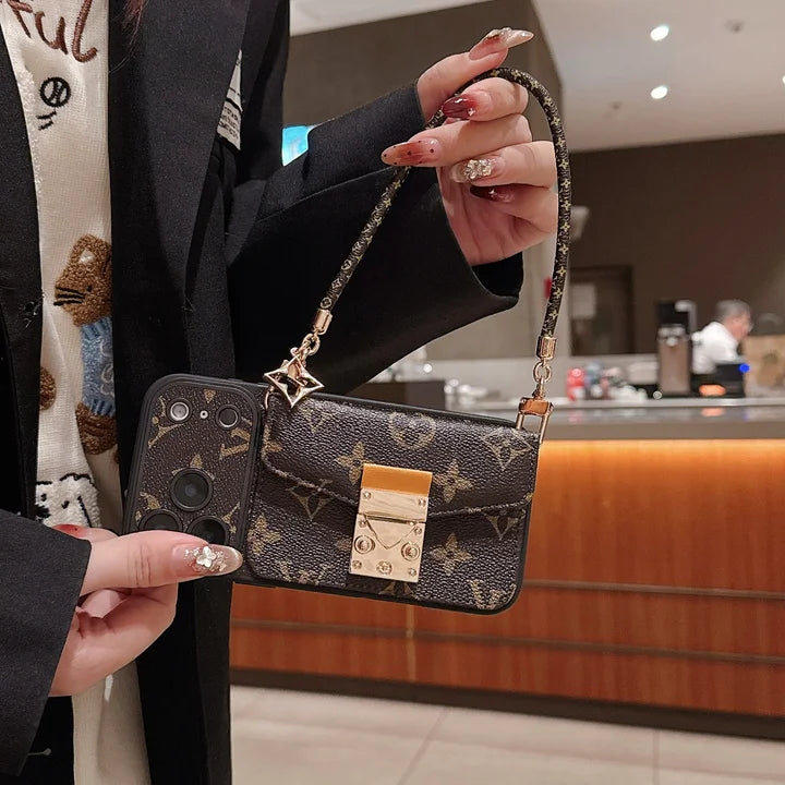 Luxury Monogram Crossbody Phone Bag for iPhone 13-18 Pro & Pro Max