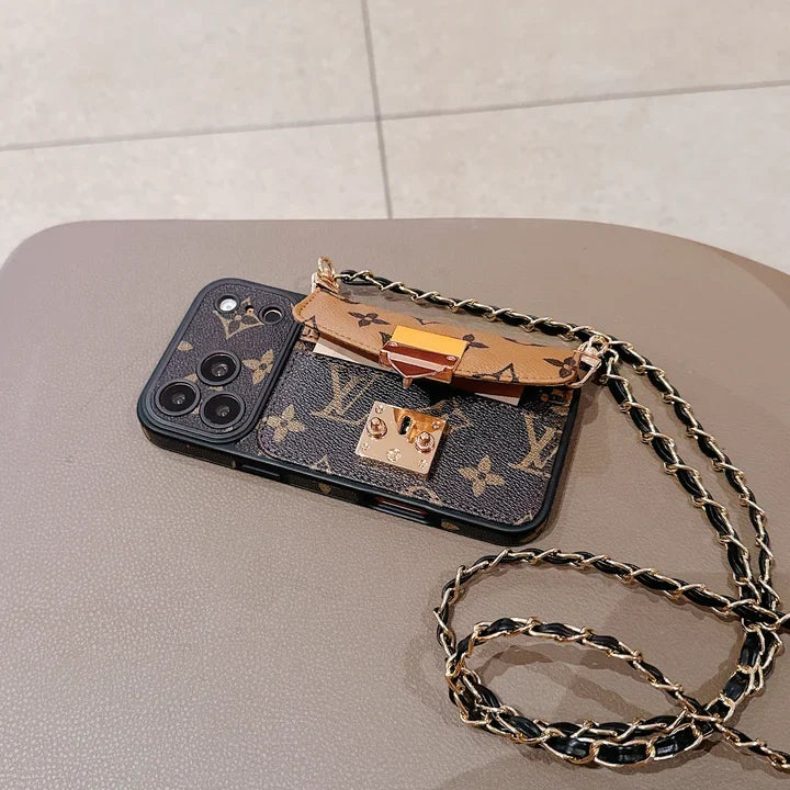 Luxury Monogram Crossbody Phone Bag for iPhone 13-18 Pro & Pro Max