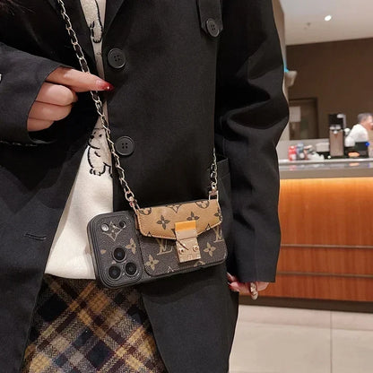 Luxury Monogram Crossbody Phone Bag for iPhone 13-18 Pro & Pro Max