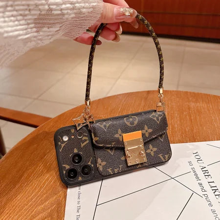 Luxury Monogram Crossbody Phone Bag for iPhone 13-18 Pro & Pro Max