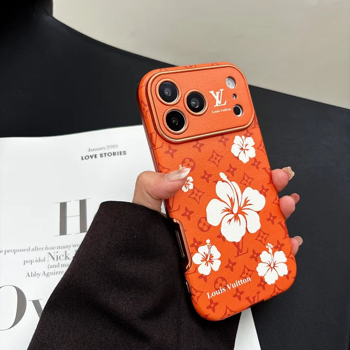 Luxury LV Case Decorated with Floral Patterns for iPhone 13-18 Pro & Pro Max