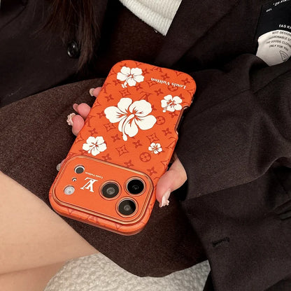 Luxury LV Case Decorated with Floral Patterns for iPhone 13-18 Pro & Pro Max