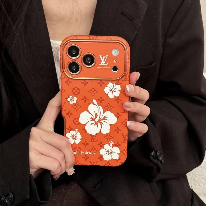 Luxury LV Case Decorated with Floral Patterns for iPhone 13-18 Pro & Pro Max