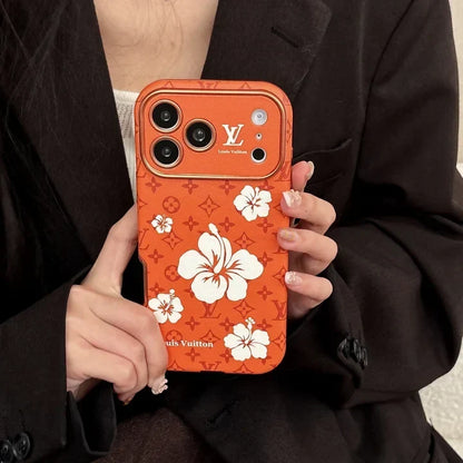 Luxury LV Case Decorated with Floral Patterns for iPhone 13-18 Pro & Pro Max