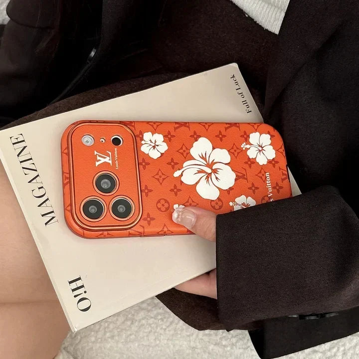 Luxury LV Case Decorated with Floral Patterns for iPhone 13-18 Pro & Pro Max