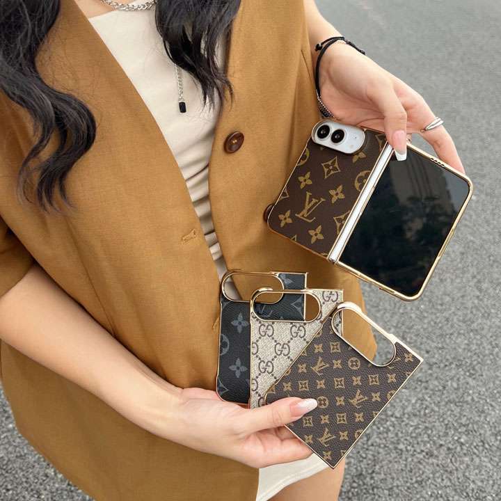 Premium Monogram Leather Folding Case with Gold Trim for iPhone Duo