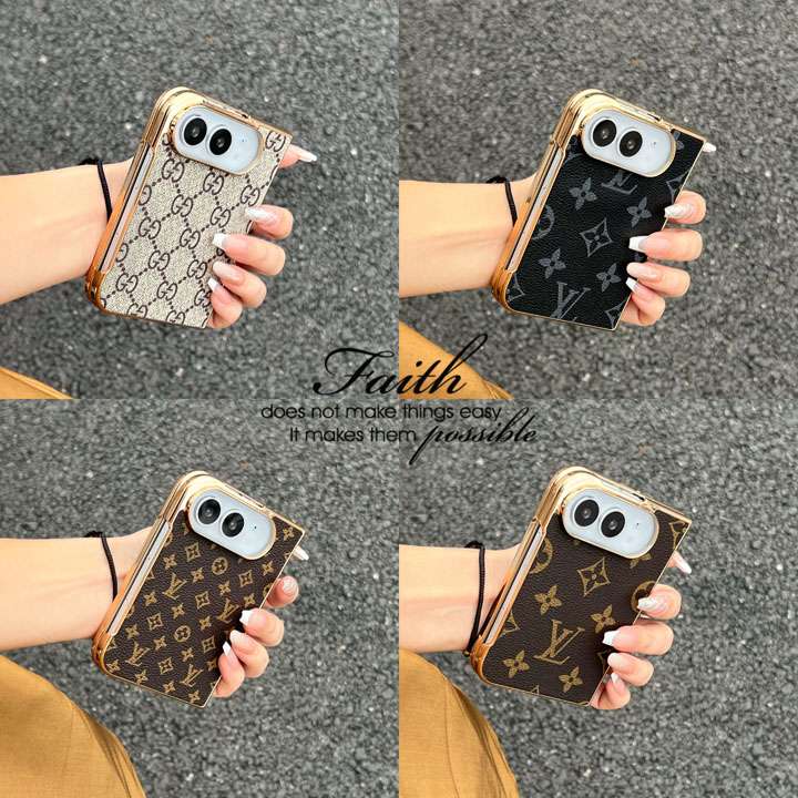 Premium Monogram Leather Folding Case with Gold Trim for iPhone Duo